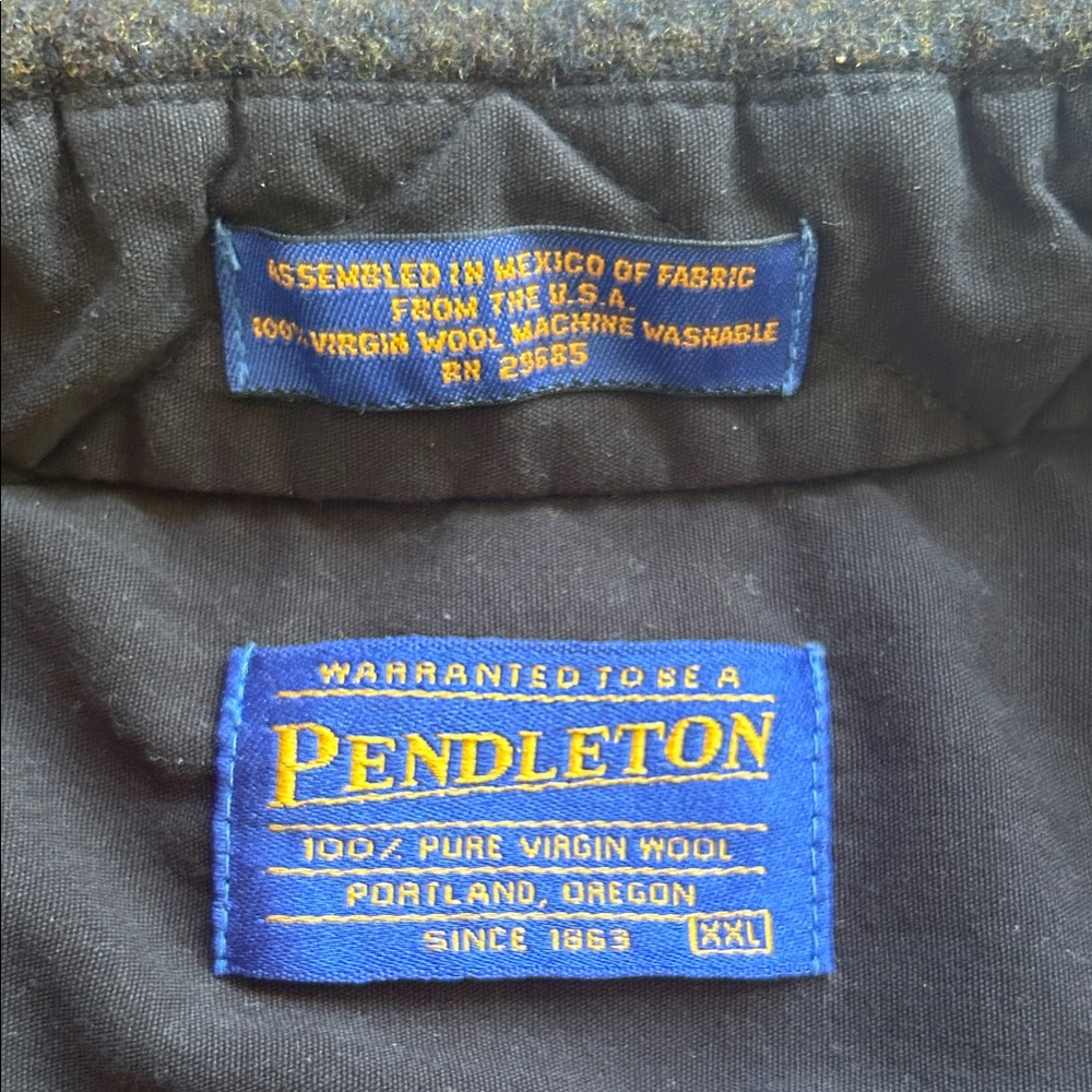 Pendleton Wool Charcoal Button-Down Shirt with Brown Elbow Patches !! XXL - Picture 4 of 4